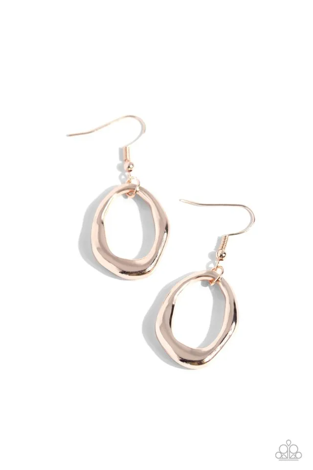 Paparazzi Earring ~ Asymmetrically Artisan - Rose Gold