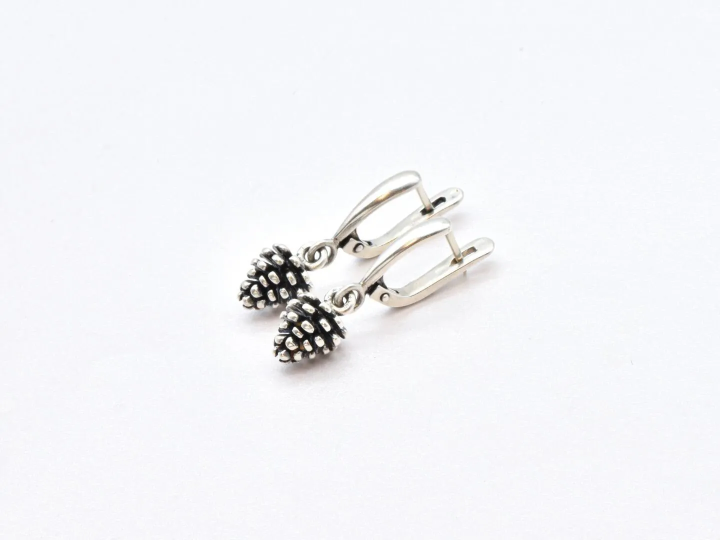 Pinecone Earrings - Pinecone Drop Earrings - Silver Drop Earrings