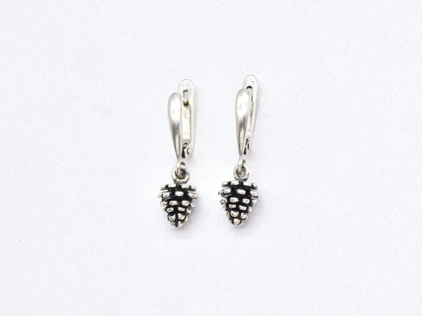 Pinecone Earrings - Pinecone Drop Earrings - Silver Drop Earrings