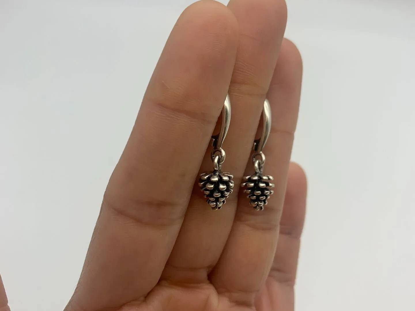Pinecone Earrings - Pinecone Drop Earrings - Silver Drop Earrings