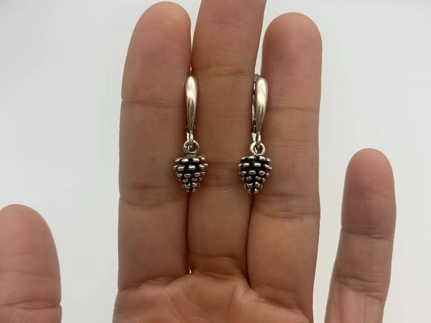 Pinecone Earrings - Pinecone Drop Earrings - Silver Drop Earrings