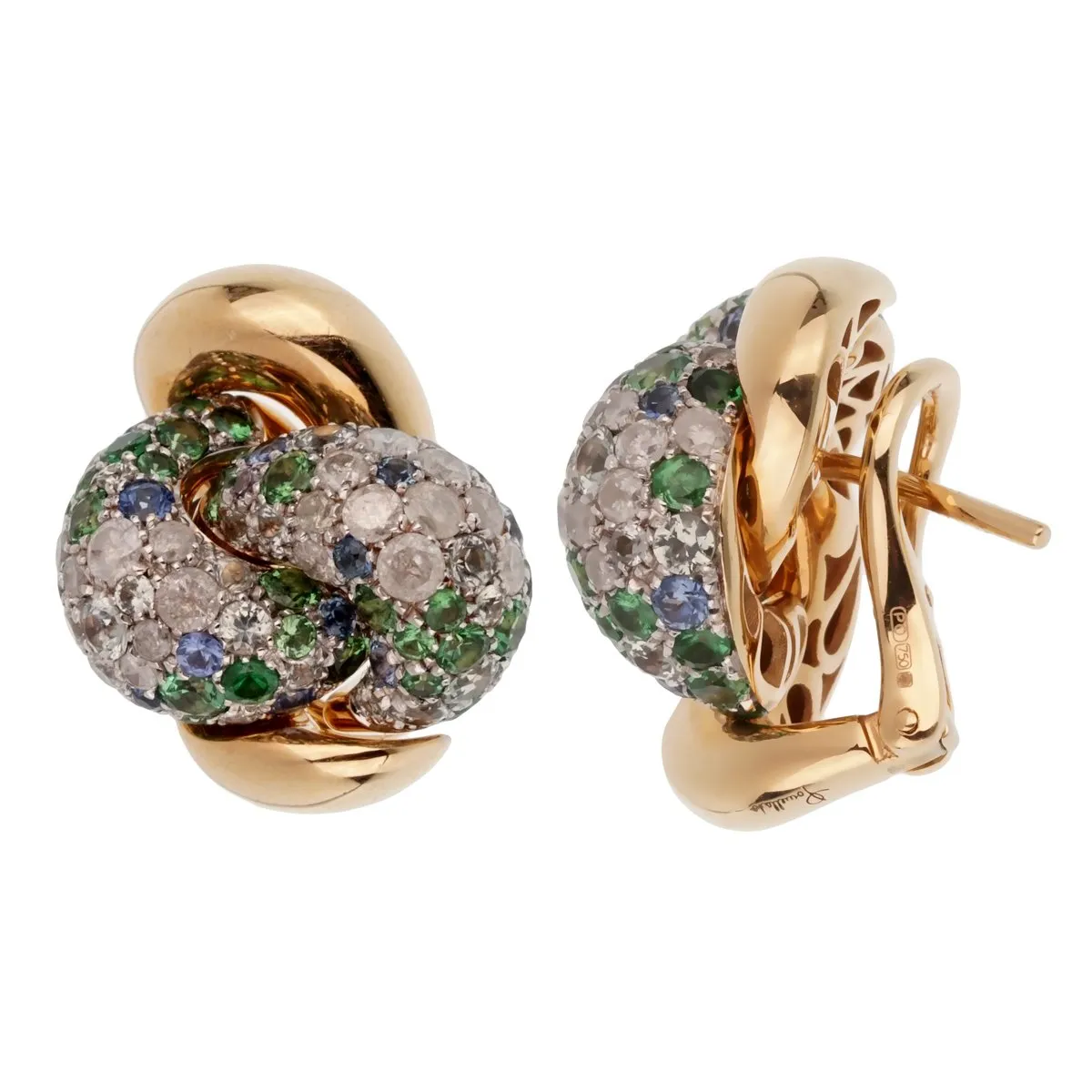 Pomellato Multi Color Sapphire Diamond Rose Gold Earrings