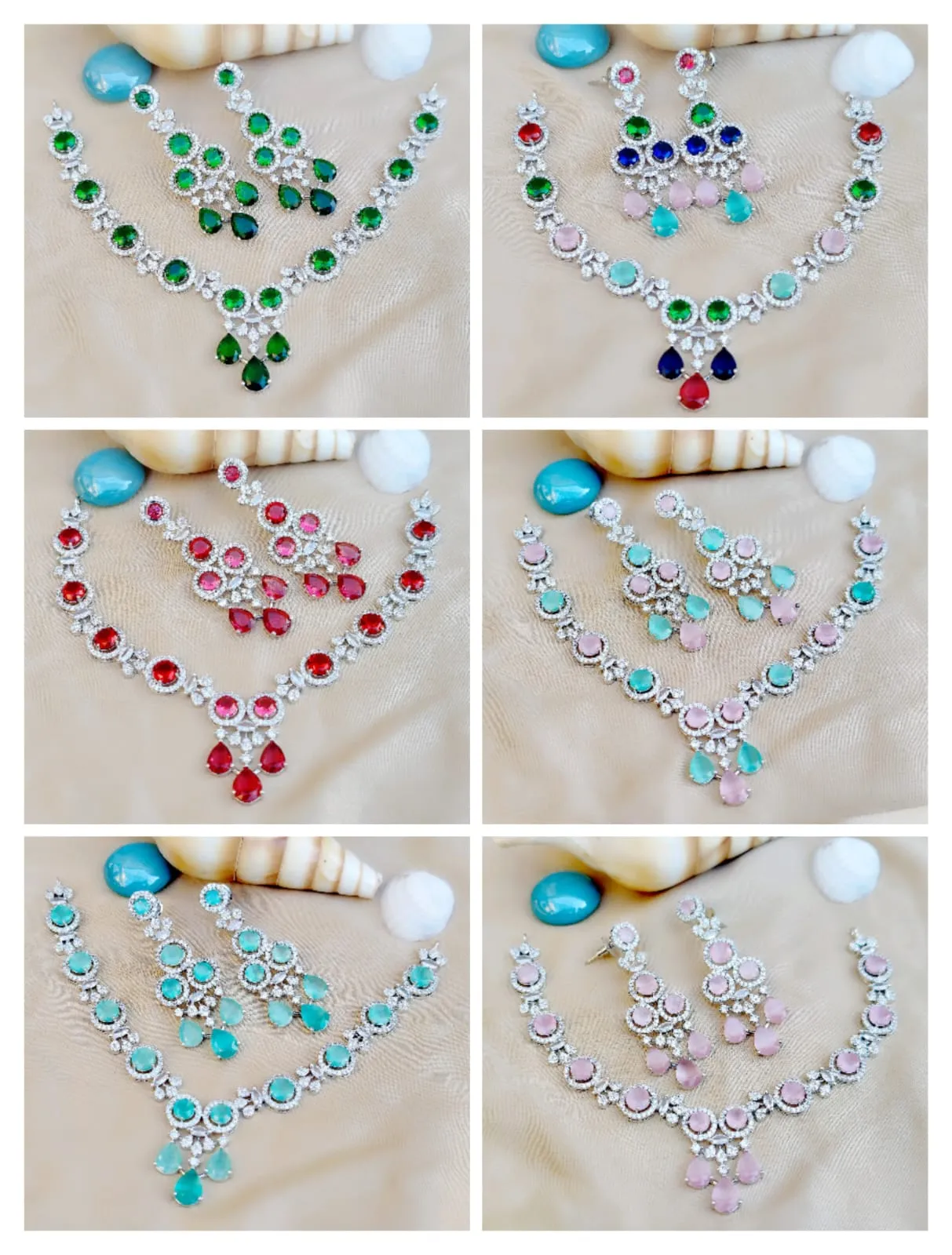 Precision Bollywood Inspired  Engagement AD Necklace Set with Artistic American Diamond Design For Women
