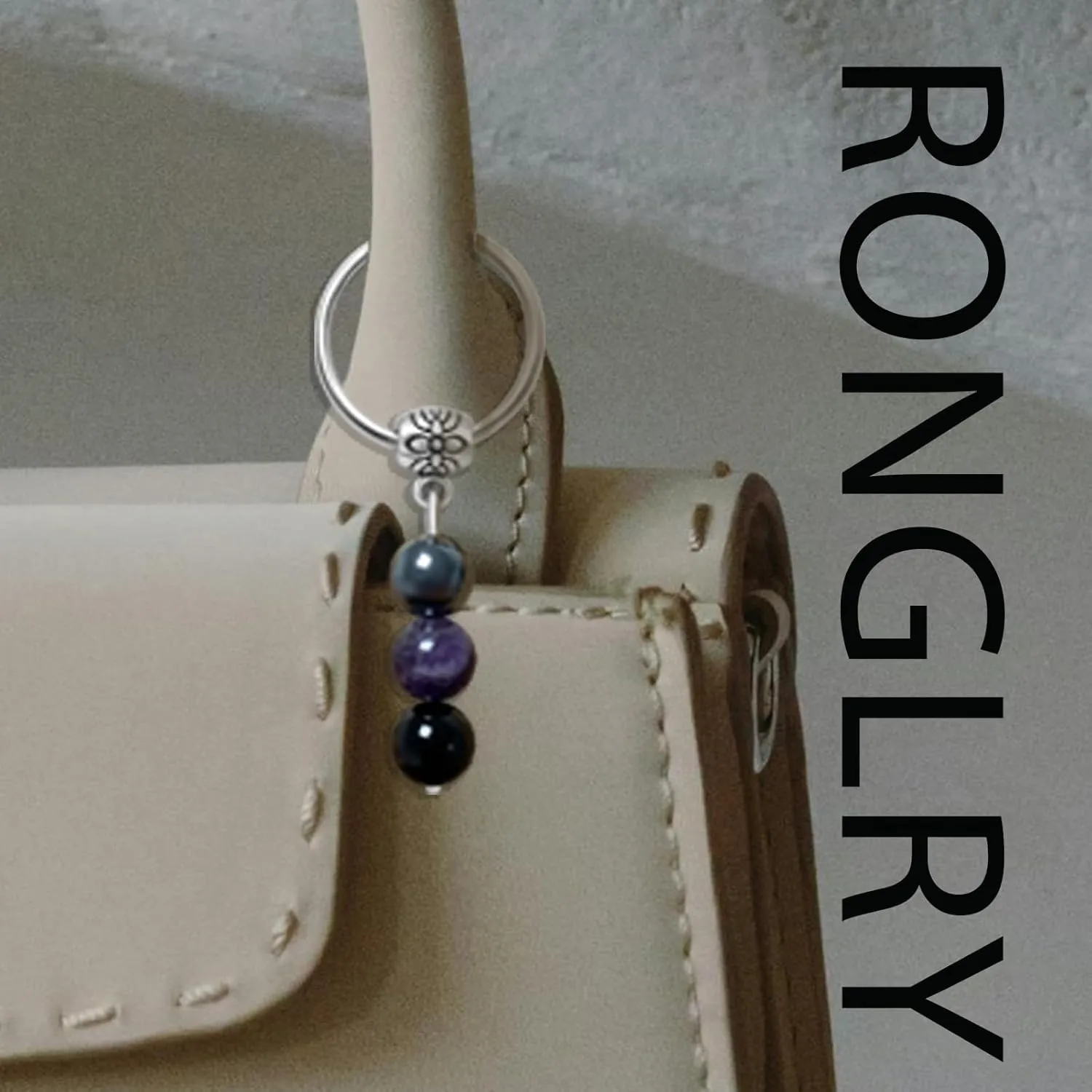 Ronglry Healing Crystal Jewelry Set Crystal Healing Stones Bracelets and Crystal Keychain for Women Healing Spiritual Crystal Bracelets for Women Anxiety Empath New Beginnings Protection Keychain Gifts