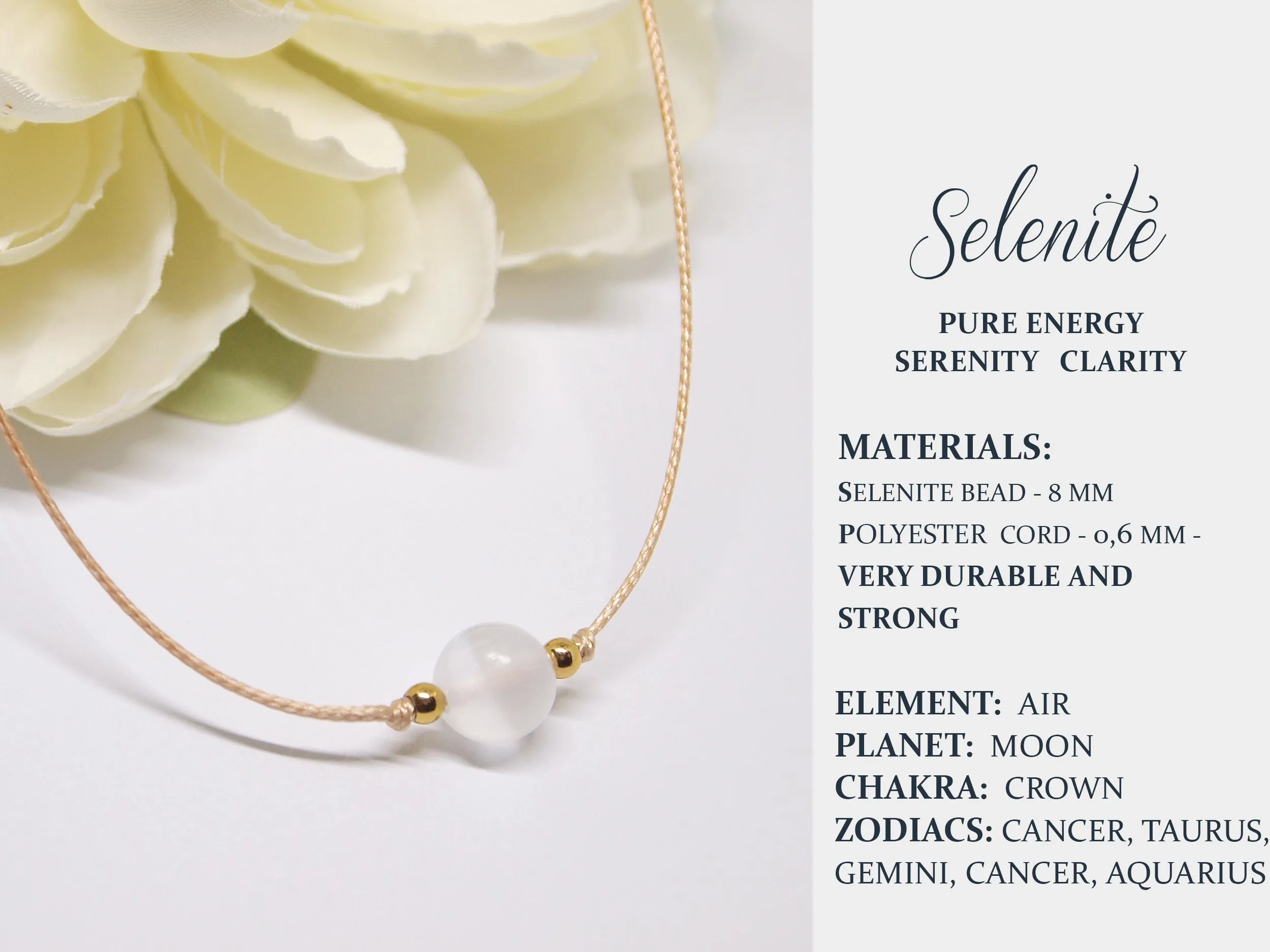 Selenite cord necklace