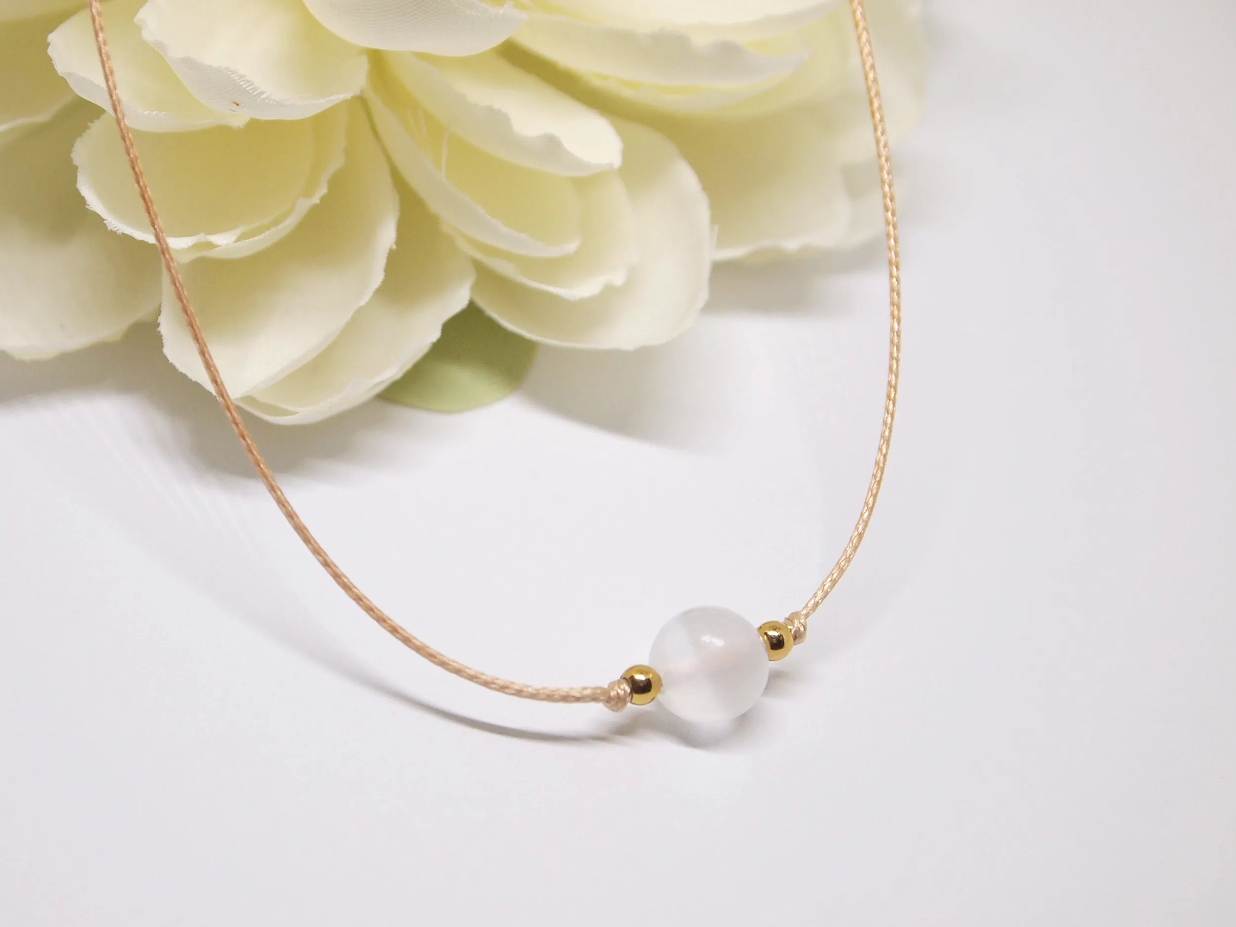 Selenite cord necklace