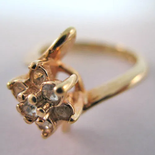 Signed PAUL GOLD Tone Womens CRYSTAL Cluster GLASS Multi STONE RING Jewelry sz 5