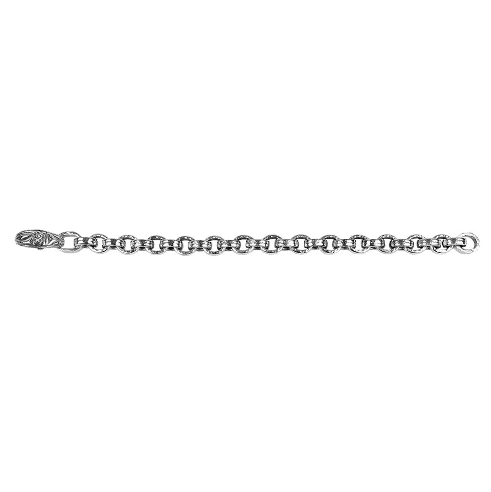 Silver Heavy Oval Ring Hammered Pictish Bracelet