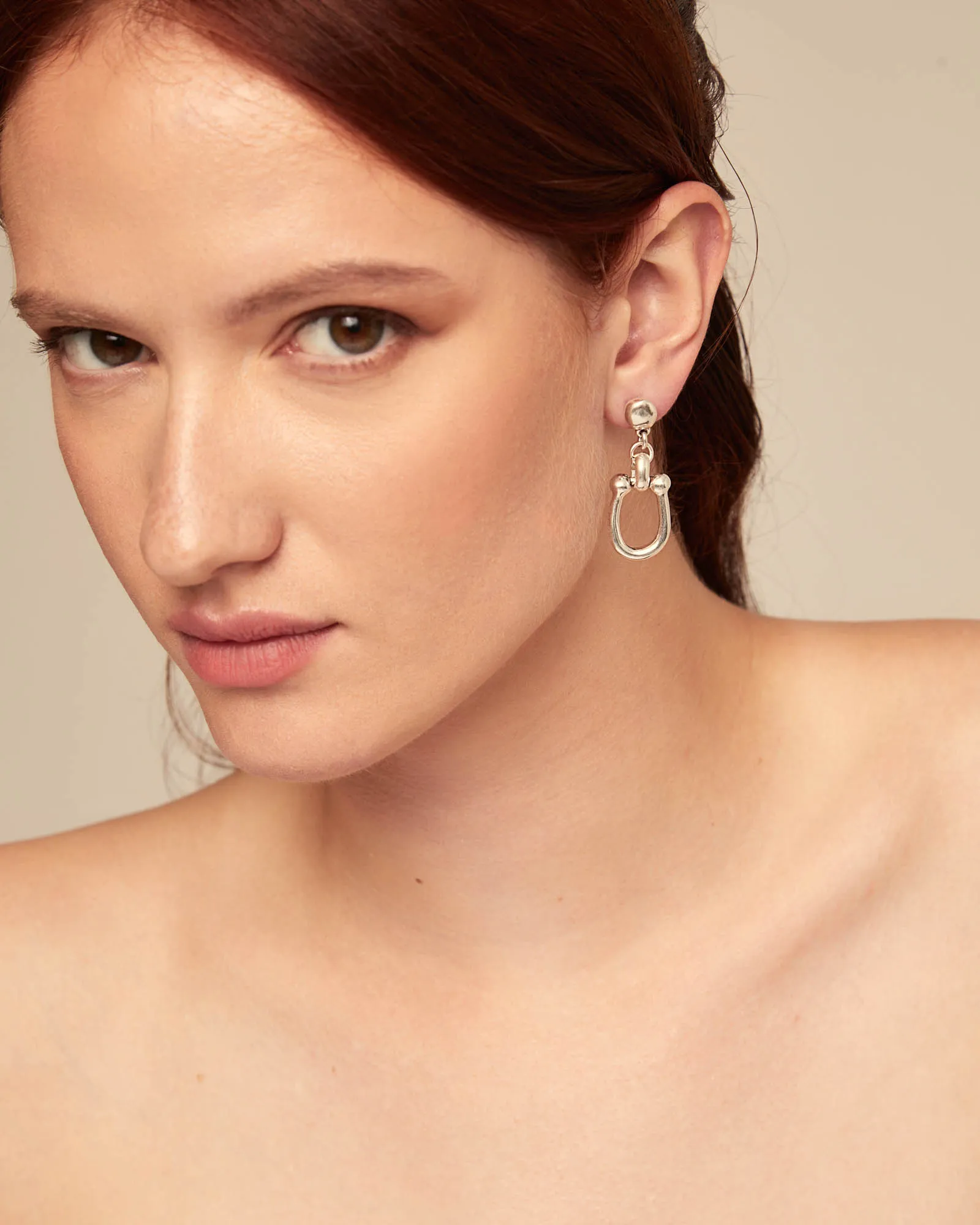 Silver-Plated Earrings With 1 Medium Sized Link