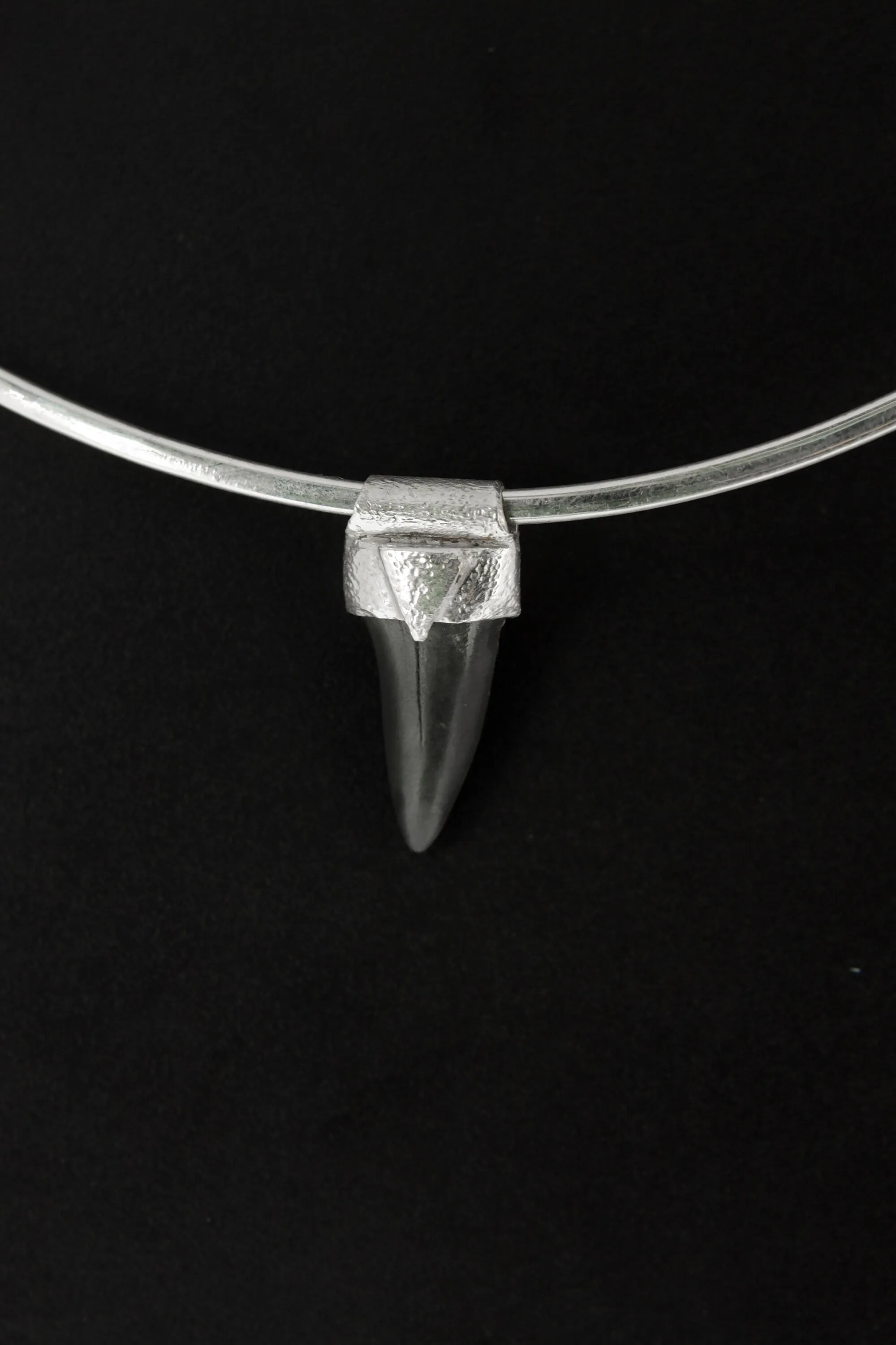 Small Megalodon Fossil Tooth Stack Pendant, Organic Textured 925 Sterling Silver, Root Chakra, Scorpio Zodiac, Ancient Protection - NO/01