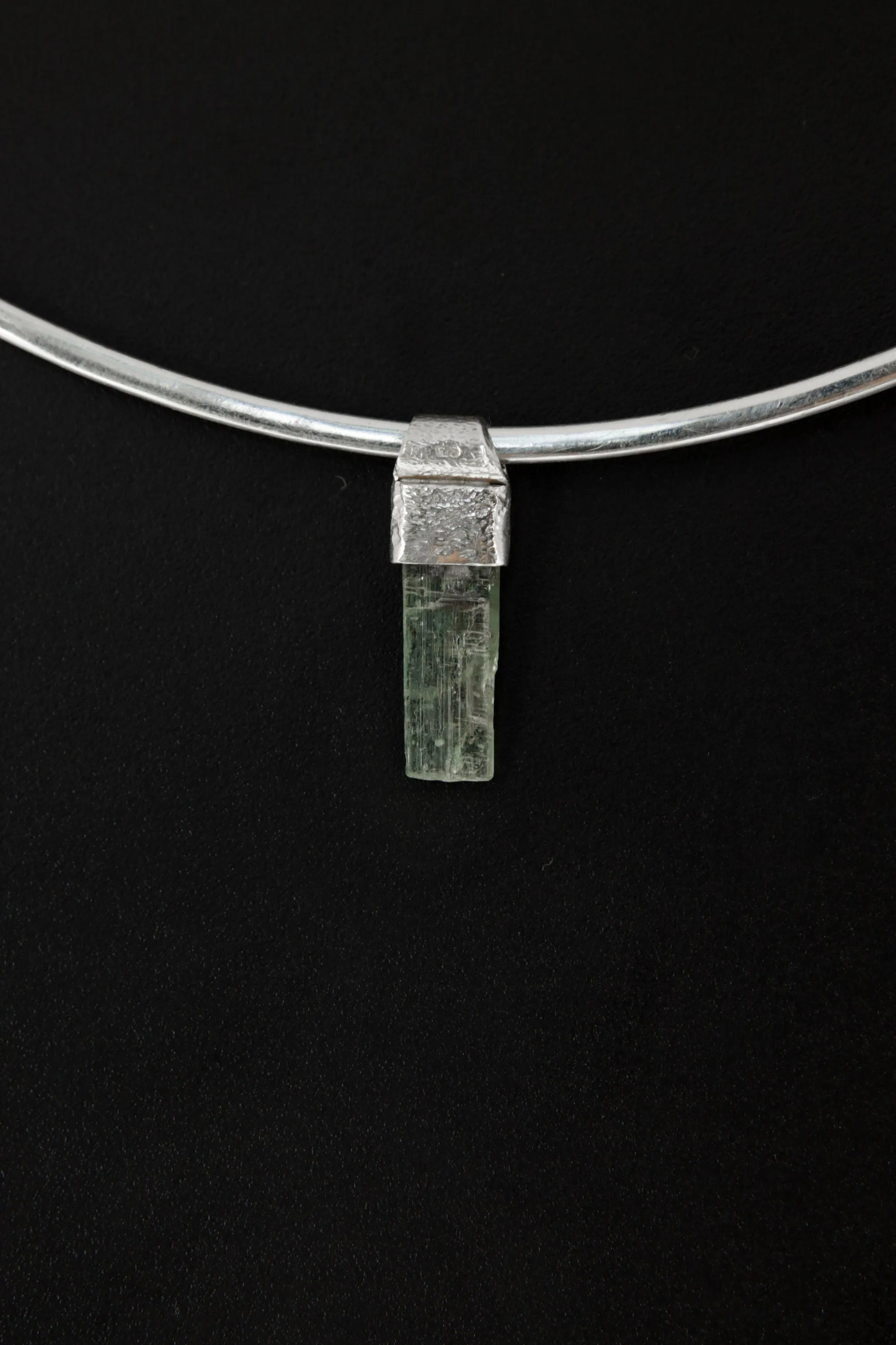 Small Natural Gem Aquamarine Stack Pendant, Organic Textured 925 Sterling Silver, Throat Chakra, Aquarius Zodiac, Clarity and Communication