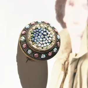 Victorian Micro Mosaic Flower Brooch