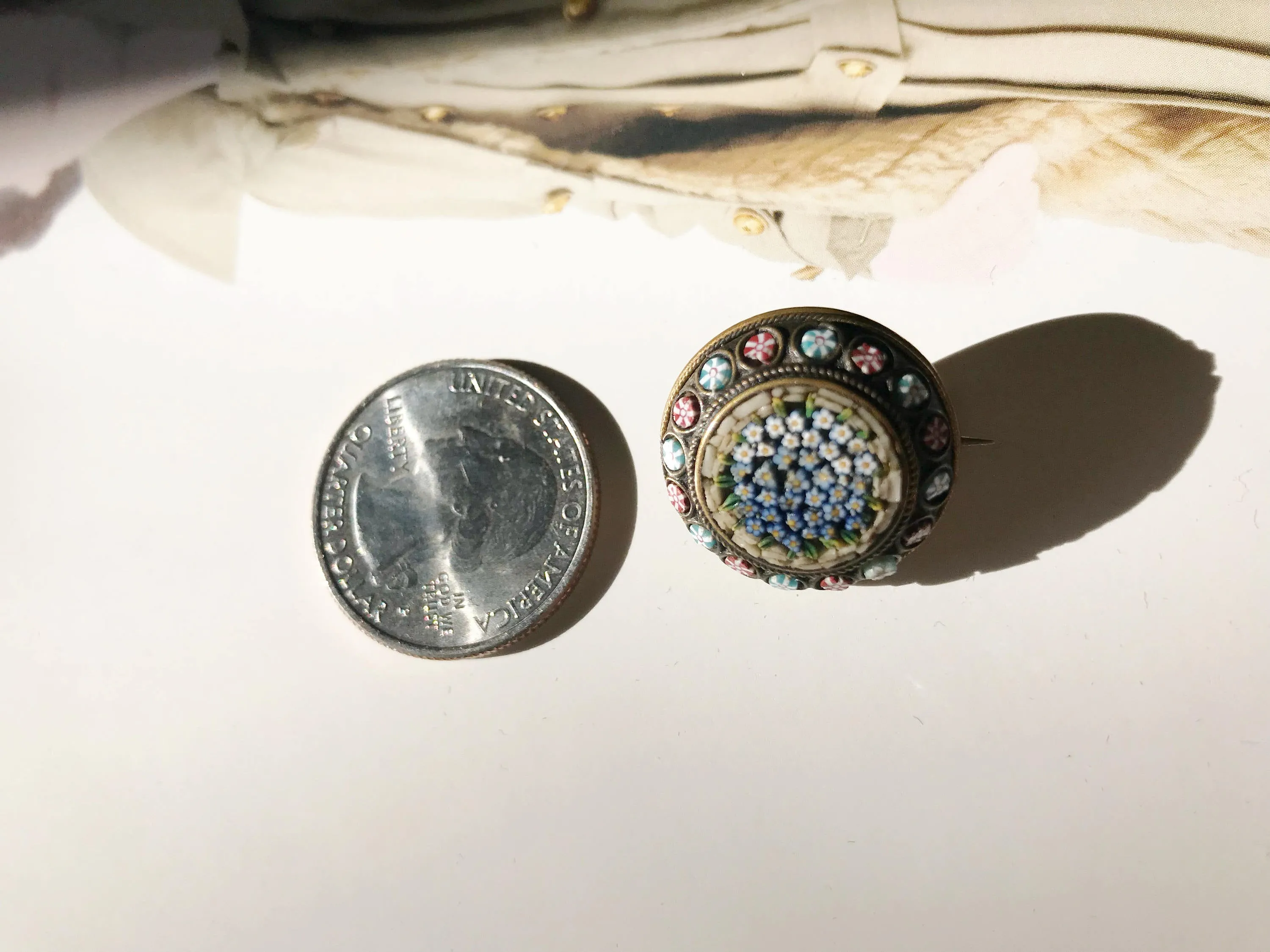 Victorian Micro Mosaic Flower Brooch