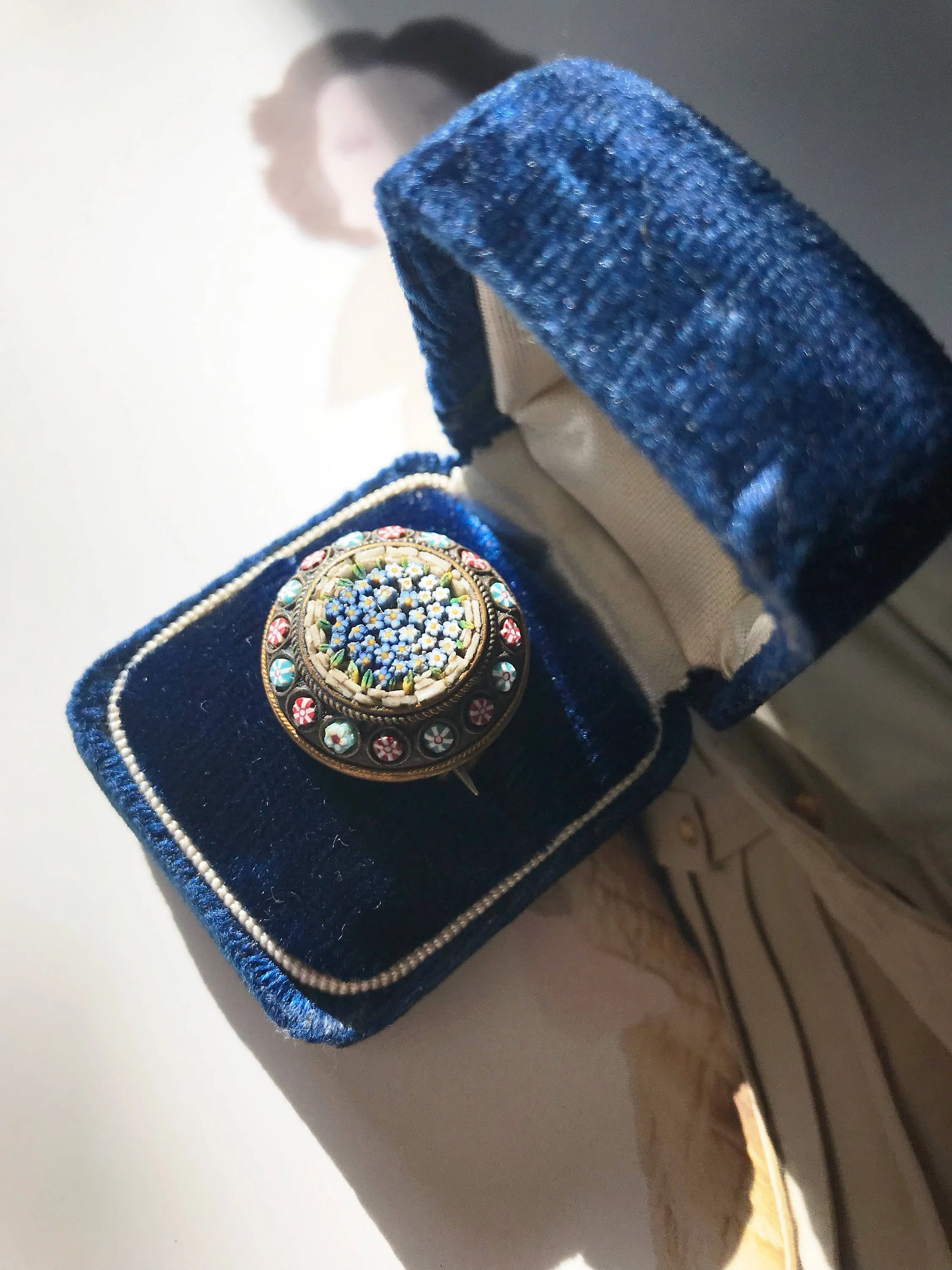Victorian Micro Mosaic Flower Brooch