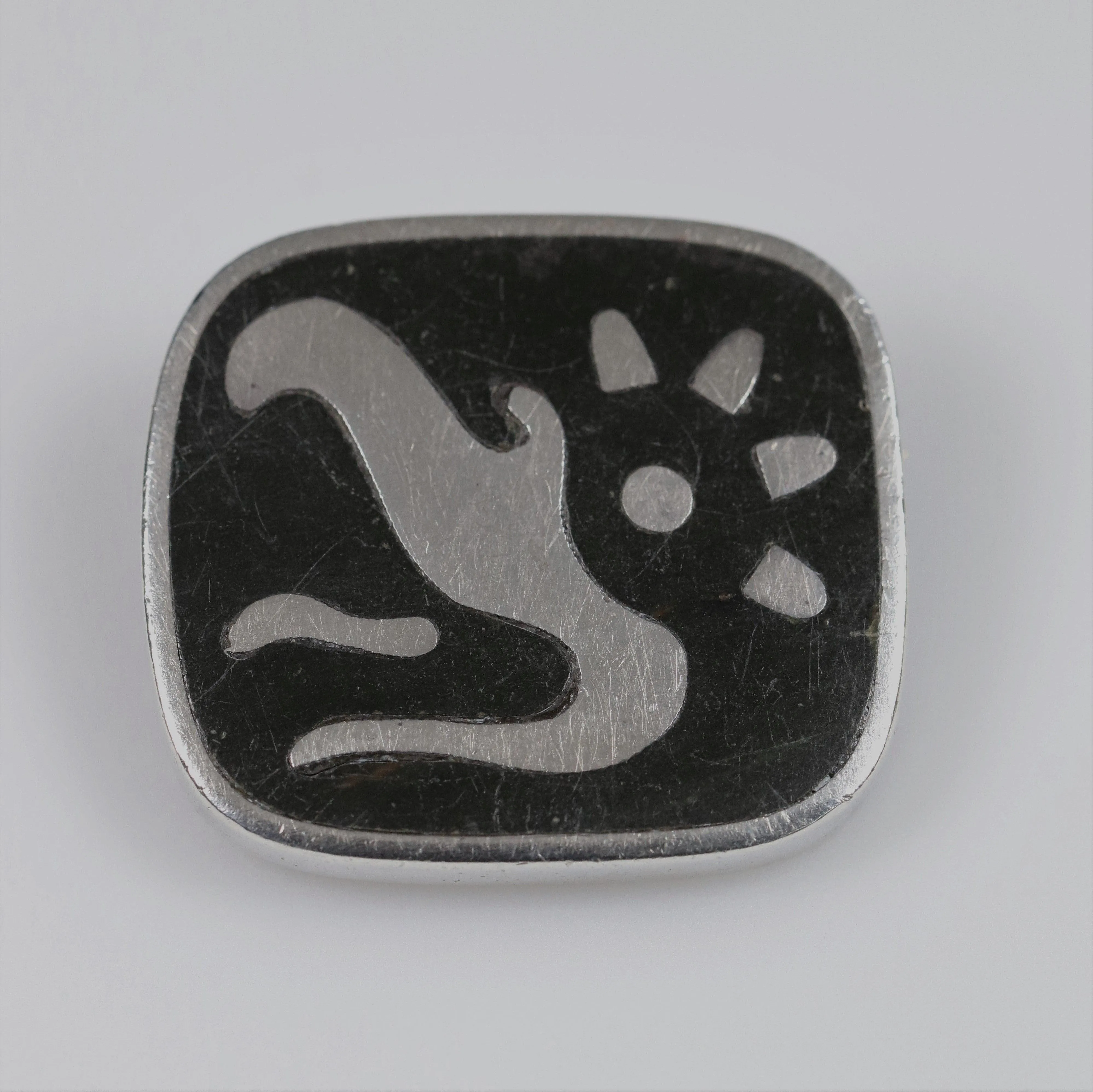 Vintage Los Castillo Taxco Silver Mexican Jewelry | Inlaid Tribal Brooch