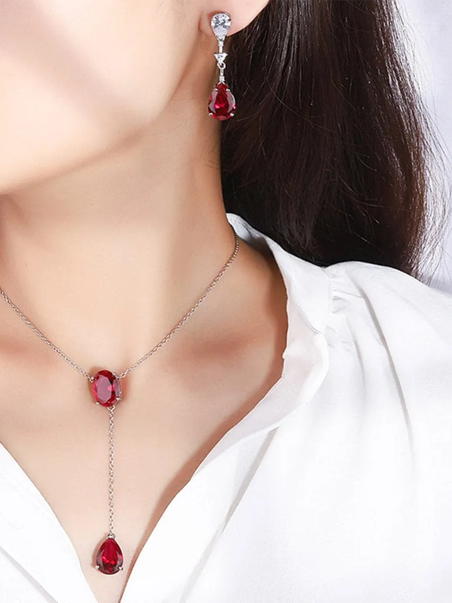 Waterdrop Zircon Earrings Necklace Lucky Set MSN110820