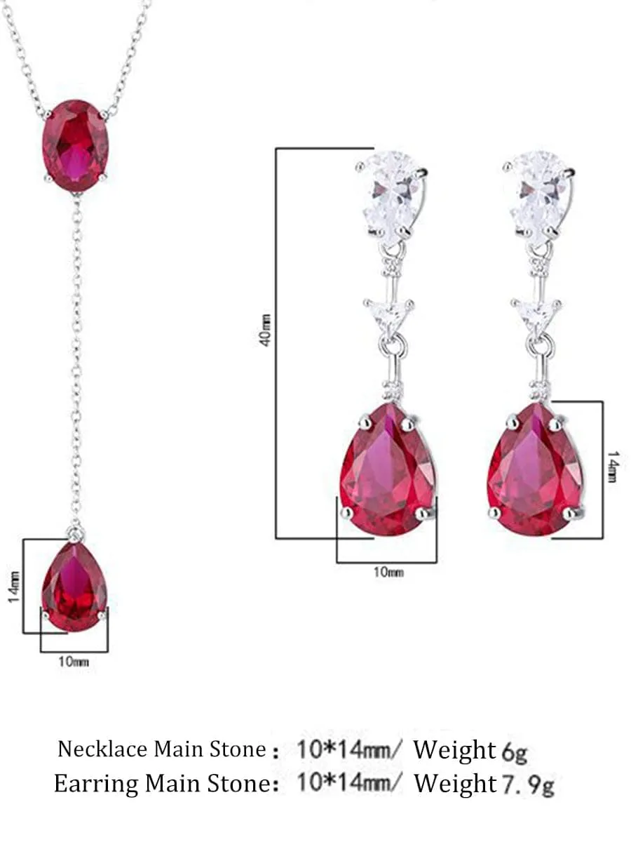 Waterdrop Zircon Earrings Necklace Lucky Set MSN110820