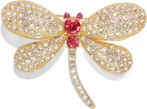Women's Crystal Dragonfly Brooches Elegant Rhinestone Animal Statement Brooch Pins Fashion Jewelry Accessories for Women Girl Gift