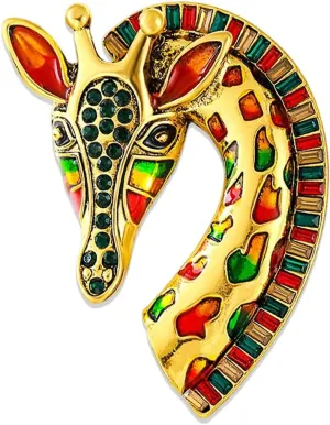 Women's Crystal Giraffe Brooch Pin Elegant Enamel Rhinestone Animal Statement Brooch Pins Fashion Jewelry Accessories for Women Girl Gift